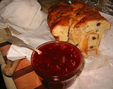 Strawberry Rhubarb Jam with Macrina raisin bread