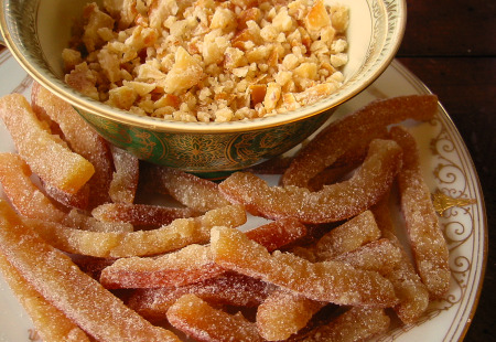 candied orange peels chopped and sliced candied orange peels chopped and sliced